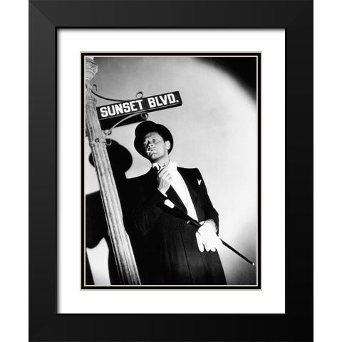 Sunset Boulevard Black Modern Wood Framed Art Print with Double Matting by Hollywood Photo Archive