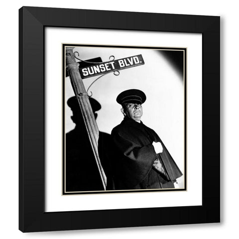 Sunset Boulevard Black Modern Wood Framed Art Print with Double Matting by Hollywood Photo Archive