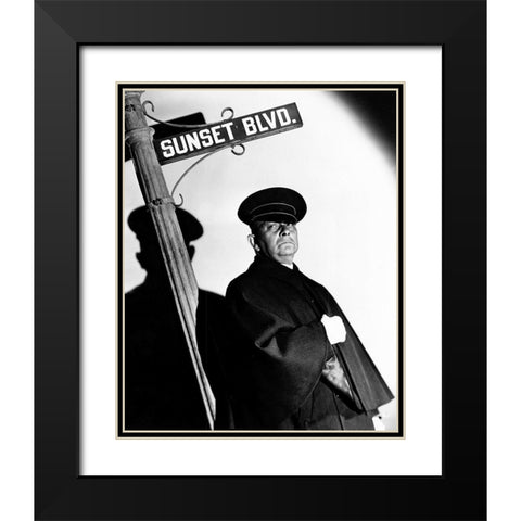 Sunset Boulevard Black Modern Wood Framed Art Print with Double Matting by Hollywood Photo Archive