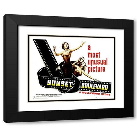 Sunset Boulevard - Poster Black Modern Wood Framed Art Print with Double Matting by Hollywood Photo Archive