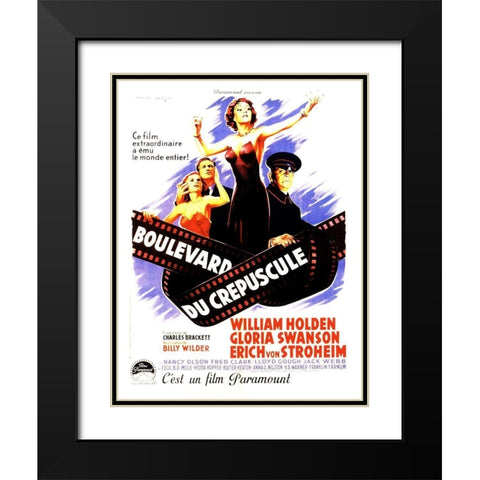 Sunset Boulevard - Poster Black Modern Wood Framed Art Print with Double Matting by Hollywood Photo Archive
