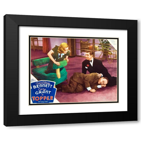 Topper - Lobby Card Black Modern Wood Framed Art Print with Double Matting by Hollywood Photo Archive