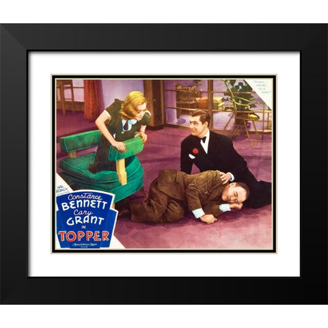 Topper - Lobby Card Black Modern Wood Framed Art Print with Double Matting by Hollywood Photo Archive