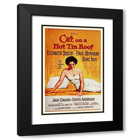 Elizabeth Taylor - Cat on a Hot Tin Roof Black Modern Wood Framed Art Print with Double Matting by Hollywood Photo Archive