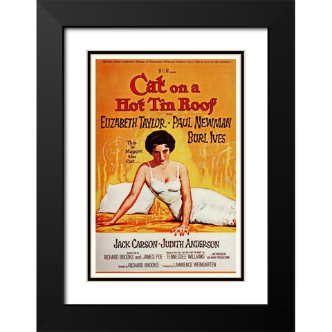 Elizabeth Taylor - Cat on a Hot Tin Roof Black Modern Wood Framed Art Print with Double Matting by Hollywood Photo Archive