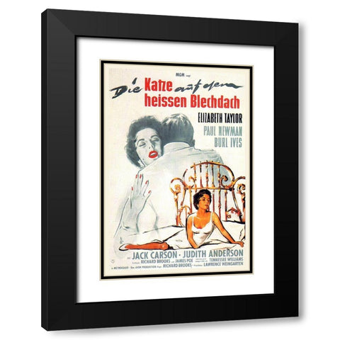 German - Cat on a Hot Tin Roof Black Modern Wood Framed Art Print with Double Matting by Hollywood Photo Archive