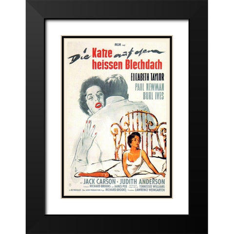 German - Cat on a Hot Tin Roof Black Modern Wood Framed Art Print with Double Matting by Hollywood Photo Archive