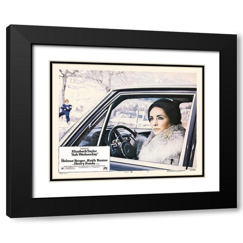 Elizabeth Taylor - Ash Wednesday - Lobby Card Black Modern Wood Framed Art Print with Double Matting by Hollywood Photo Archive