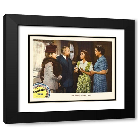 Elizabeth Taylor - Cynthia - Lobby Card Black Modern Wood Framed Art Print with Double Matting by Hollywood Photo Archive