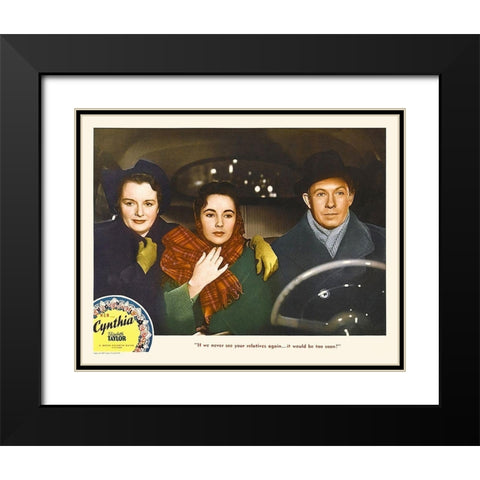 Elizabeth Taylor - Cynthia - Lobby Card Black Modern Wood Framed Art Print with Double Matting by Hollywood Photo Archive