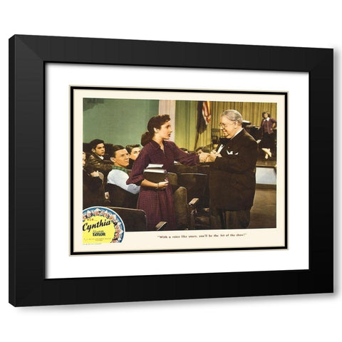 Elizabeth Taylor - Cynthia - Lobby Card Black Modern Wood Framed Art Print with Double Matting by Hollywood Photo Archive