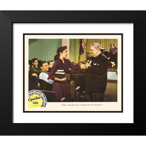 Elizabeth Taylor - Cynthia - Lobby Card Black Modern Wood Framed Art Print with Double Matting by Hollywood Photo Archive