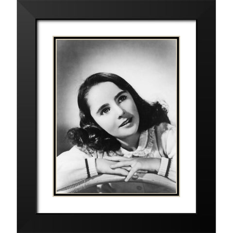 Elizabeth Taylor Black Modern Wood Framed Art Print with Double Matting by Hollywood Photo Archive