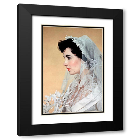 Elizabeth Taylor - Father of the Bride Wedding Dress Black Modern Wood Framed Art Print with Double Matting by Hollywood Photo Archive