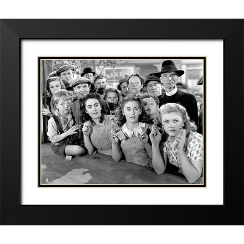 National Velvet - Elizabeth Taylor and Angela Lansbury Black Modern Wood Framed Art Print with Double Matting by Hollywood Photo Archive