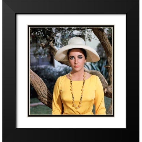 Elizabeth Taylor Black Modern Wood Framed Art Print with Double Matting by Hollywood Photo Archive