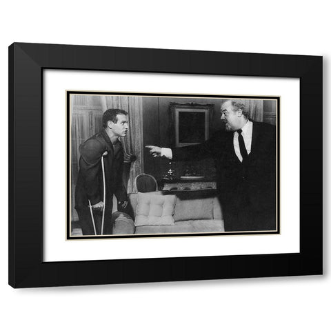 Cat on a Hot Tin Roof - Paul Newman with Burl Ives Black Modern Wood Framed Art Print with Double Matting by Hollywood Photo Archive