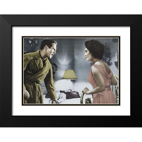 Cat on a Hot Tin Roof - Paul Newman with Elizabeth Taylor Black Modern Wood Framed Art Print with Double Matting by Hollywood Photo Archive