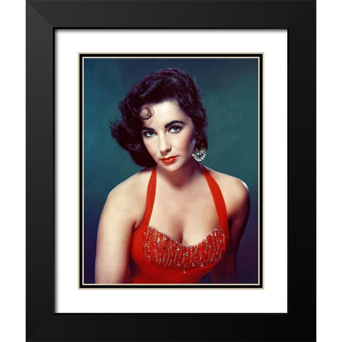 Elizabeth Taylor Black Modern Wood Framed Art Print with Double Matting by Hollywood Photo Archive