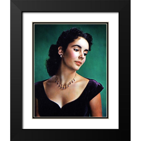 Elizabeth Taylor Black Modern Wood Framed Art Print with Double Matting by Hollywood Photo Archive