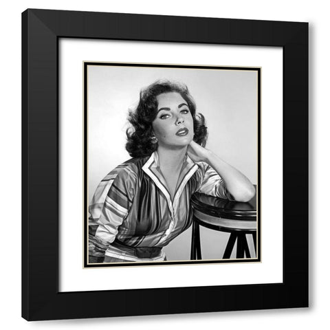 Elizabeth Taylor Black Modern Wood Framed Art Print with Double Matting by Hollywood Photo Archive