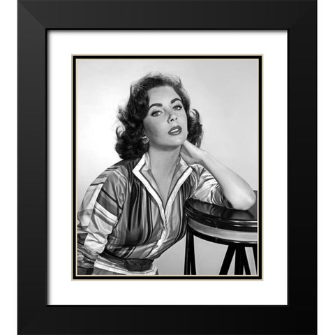 Elizabeth Taylor Black Modern Wood Framed Art Print with Double Matting by Hollywood Photo Archive