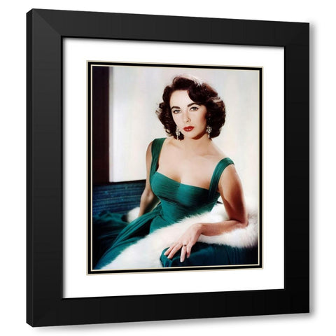 Elizabeth Taylor Black Modern Wood Framed Art Print with Double Matting by Hollywood Photo Archive