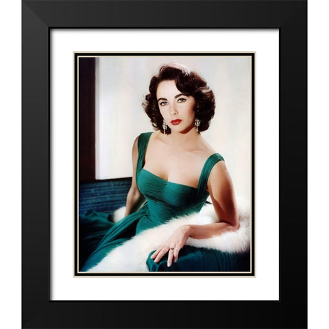 Elizabeth Taylor Black Modern Wood Framed Art Print with Double Matting by Hollywood Photo Archive