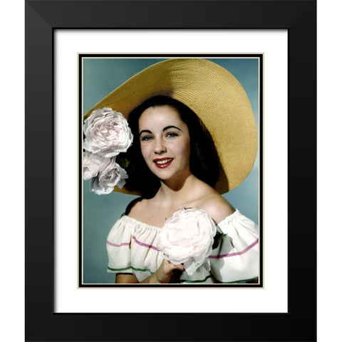 Elizabeth Taylor Black Modern Wood Framed Art Print with Double Matting by Hollywood Photo Archive