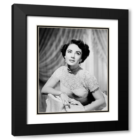Elizabeth Taylor Black Modern Wood Framed Art Print with Double Matting by Hollywood Photo Archive