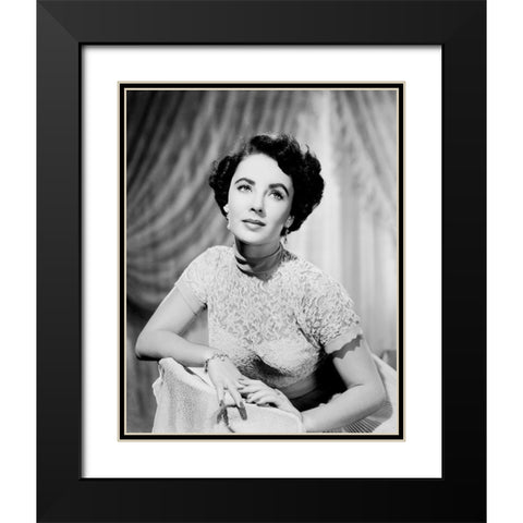 Elizabeth Taylor Black Modern Wood Framed Art Print with Double Matting by Hollywood Photo Archive