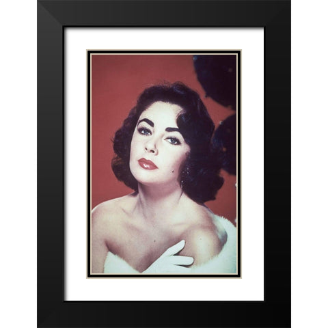 Elizabeth Taylor Black Modern Wood Framed Art Print with Double Matting by Hollywood Photo Archive