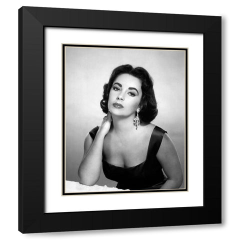 Elizabeth Taylor Black Modern Wood Framed Art Print with Double Matting by Hollywood Photo Archive