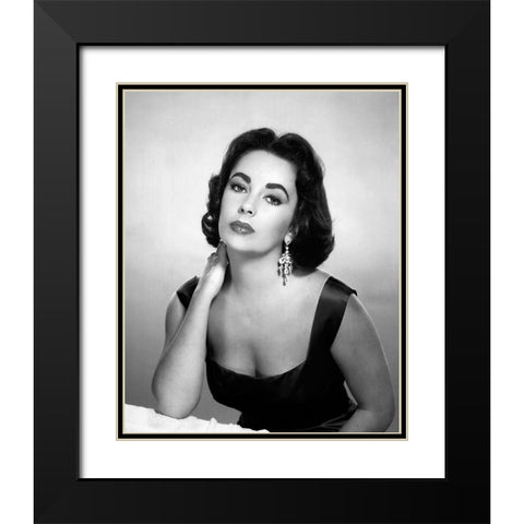 Elizabeth Taylor Black Modern Wood Framed Art Print with Double Matting by Hollywood Photo Archive