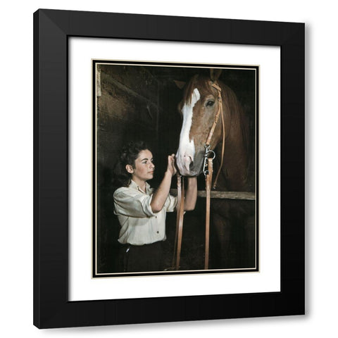National Velvet - Elizabeth Taylor Black Modern Wood Framed Art Print with Double Matting by Hollywood Photo Archive