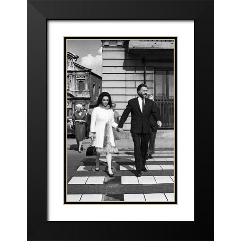Elizabeth Taylor Black Modern Wood Framed Art Print with Double Matting by Hollywood Photo Archive