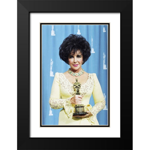Elizabeth Taylor Black Modern Wood Framed Art Print with Double Matting by Hollywood Photo Archive