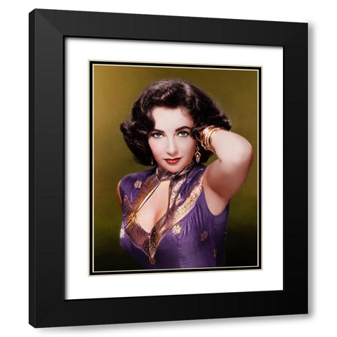 Elizabeth Taylor Black Modern Wood Framed Art Print with Double Matting by Hollywood Photo Archive