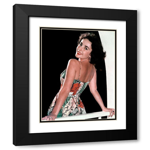 Elizabeth Taylor Black Modern Wood Framed Art Print with Double Matting by Hollywood Photo Archive