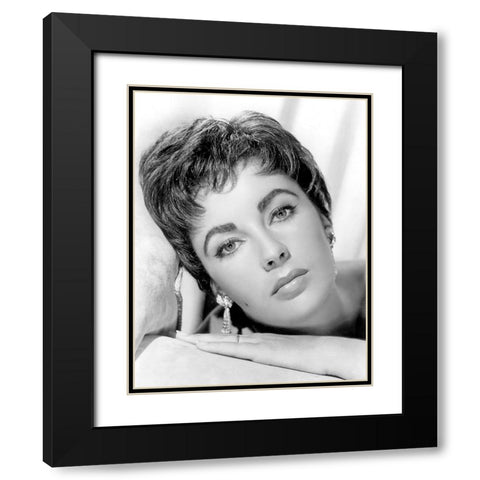 Elizabeth Taylor Black Modern Wood Framed Art Print with Double Matting by Hollywood Photo Archive