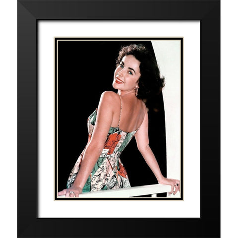 Elizabeth Taylor Black Modern Wood Framed Art Print with Double Matting by Hollywood Photo Archive