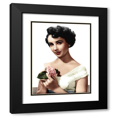 Elizabeth Taylor Black Modern Wood Framed Art Print with Double Matting by Hollywood Photo Archive