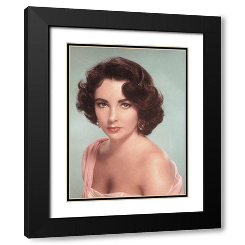 Elizabeth Taylor Black Modern Wood Framed Art Print with Double Matting by Hollywood Photo Archive