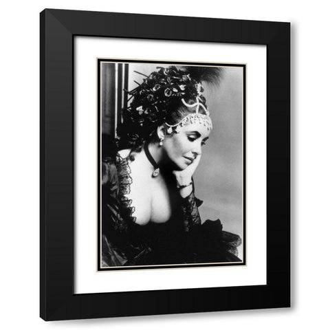 Elizabeth Taylor Black Modern Wood Framed Art Print with Double Matting by Hollywood Photo Archive