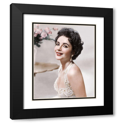 Elizabeth Taylor Black Modern Wood Framed Art Print with Double Matting by Hollywood Photo Archive