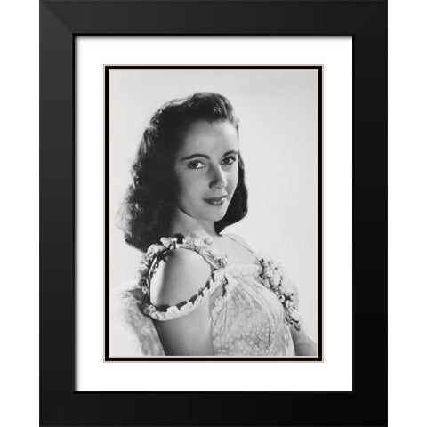 Elizabeth Taylor Black Modern Wood Framed Art Print with Double Matting by Hollywood Photo Archive