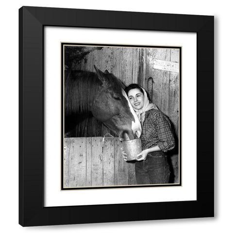 Elizabeth Taylor Black Modern Wood Framed Art Print with Double Matting by Hollywood Photo Archive