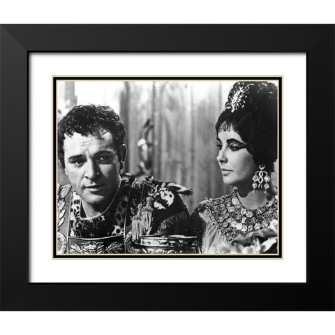 Elizabeth Taylor and Richard Burton in Cleopatra Black Modern Wood Framed Art Print with Double Matting by Hollywood Photo Archive