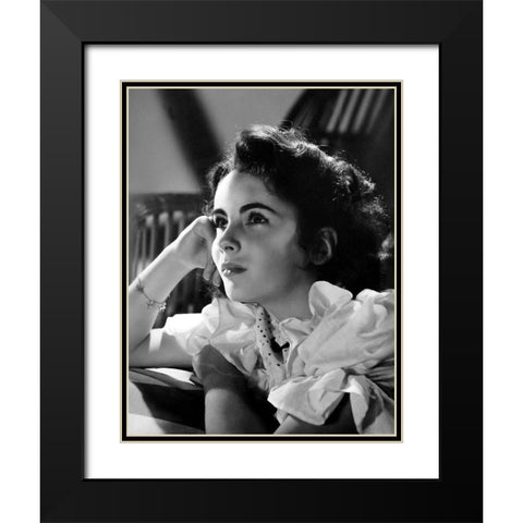 Elizabeth Taylor Black Modern Wood Framed Art Print with Double Matting by Hollywood Photo Archive