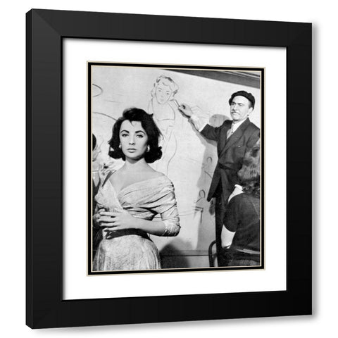 Elizabeth Taylor Black Modern Wood Framed Art Print with Double Matting by Hollywood Photo Archive